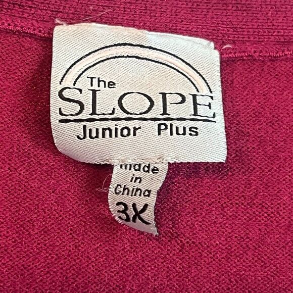Slope Juniors Plus Blouse Womens 3X Burgundy V Neck Cinched Sweater Casual Top - Picture 7 of 9